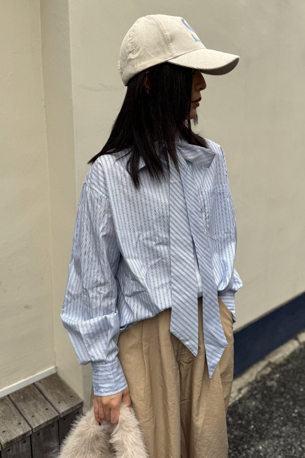 Stripe bow tie shirt