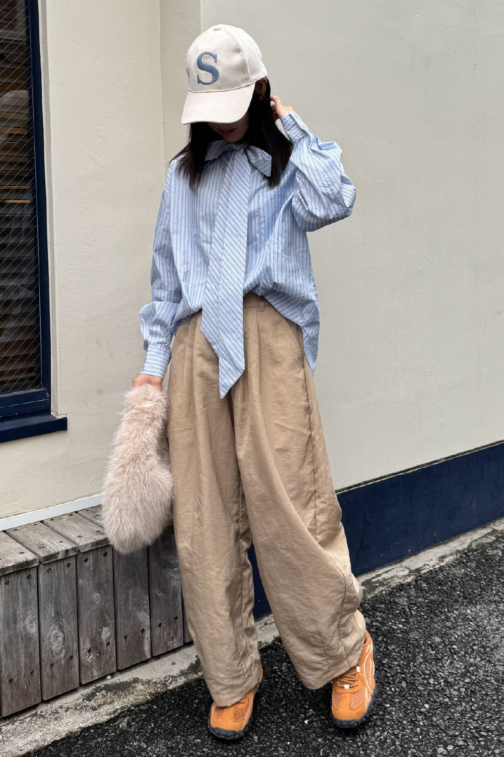 Stripe bow tie shirt