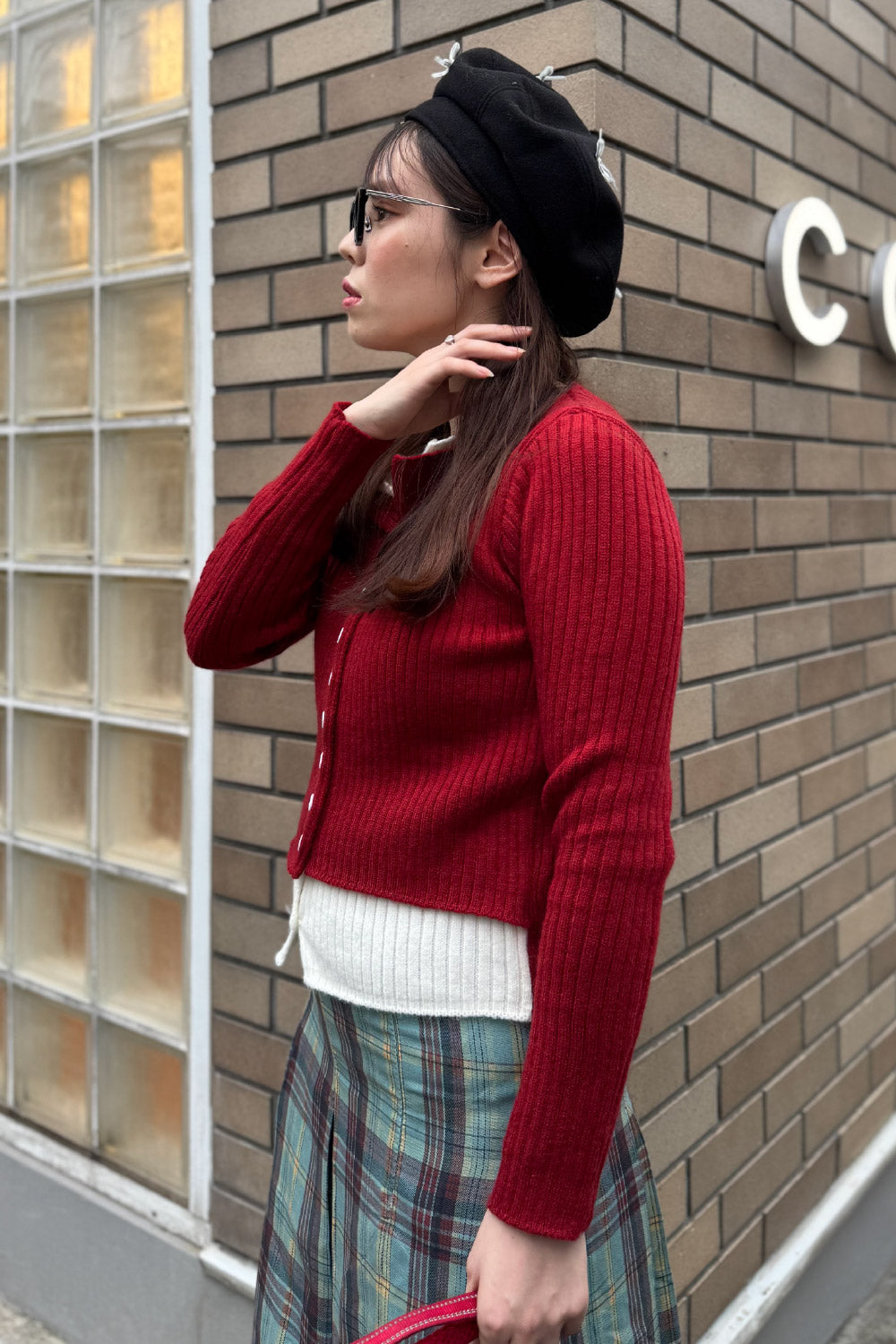 Fake layered cardigan