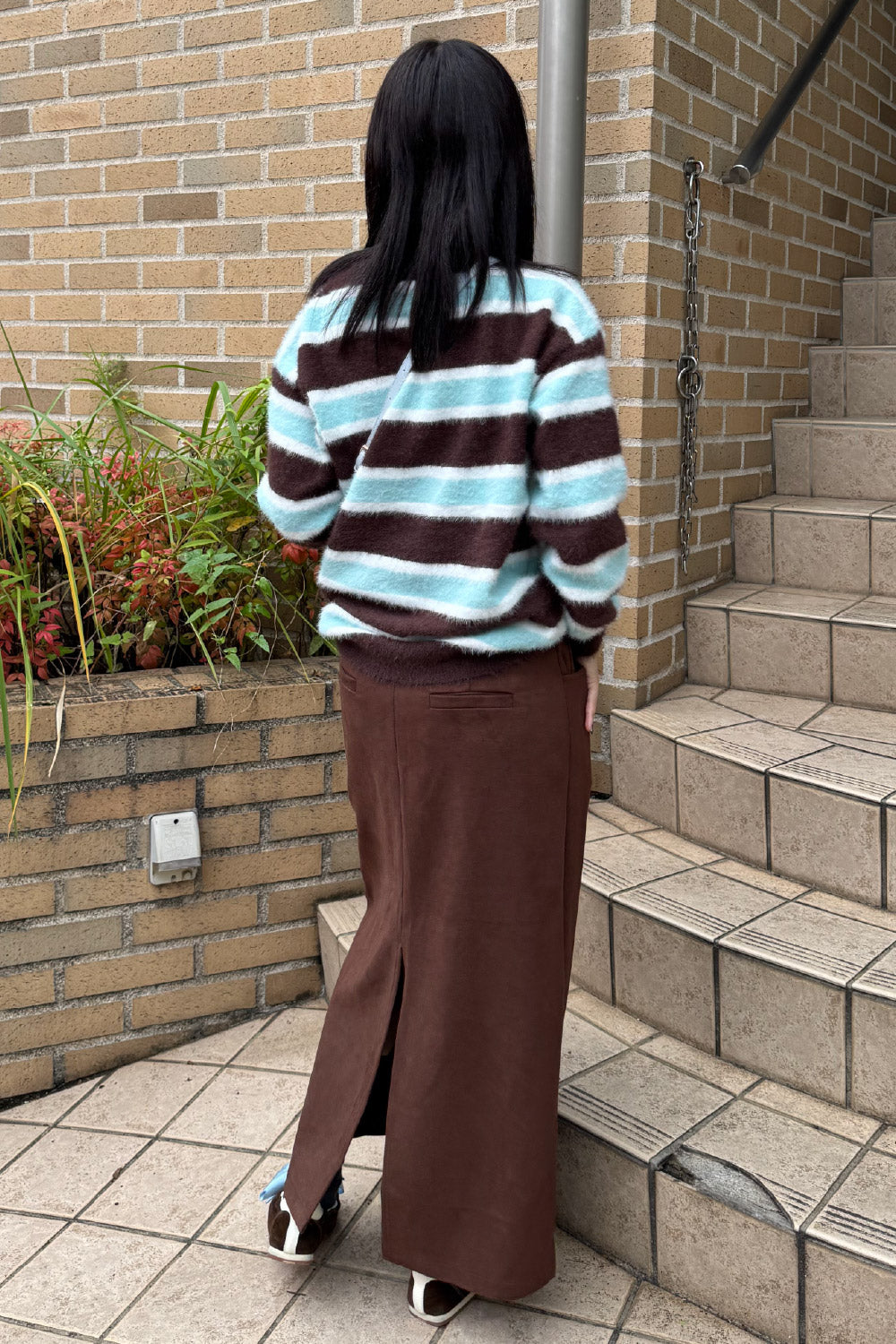 Faux suede pencil skirt