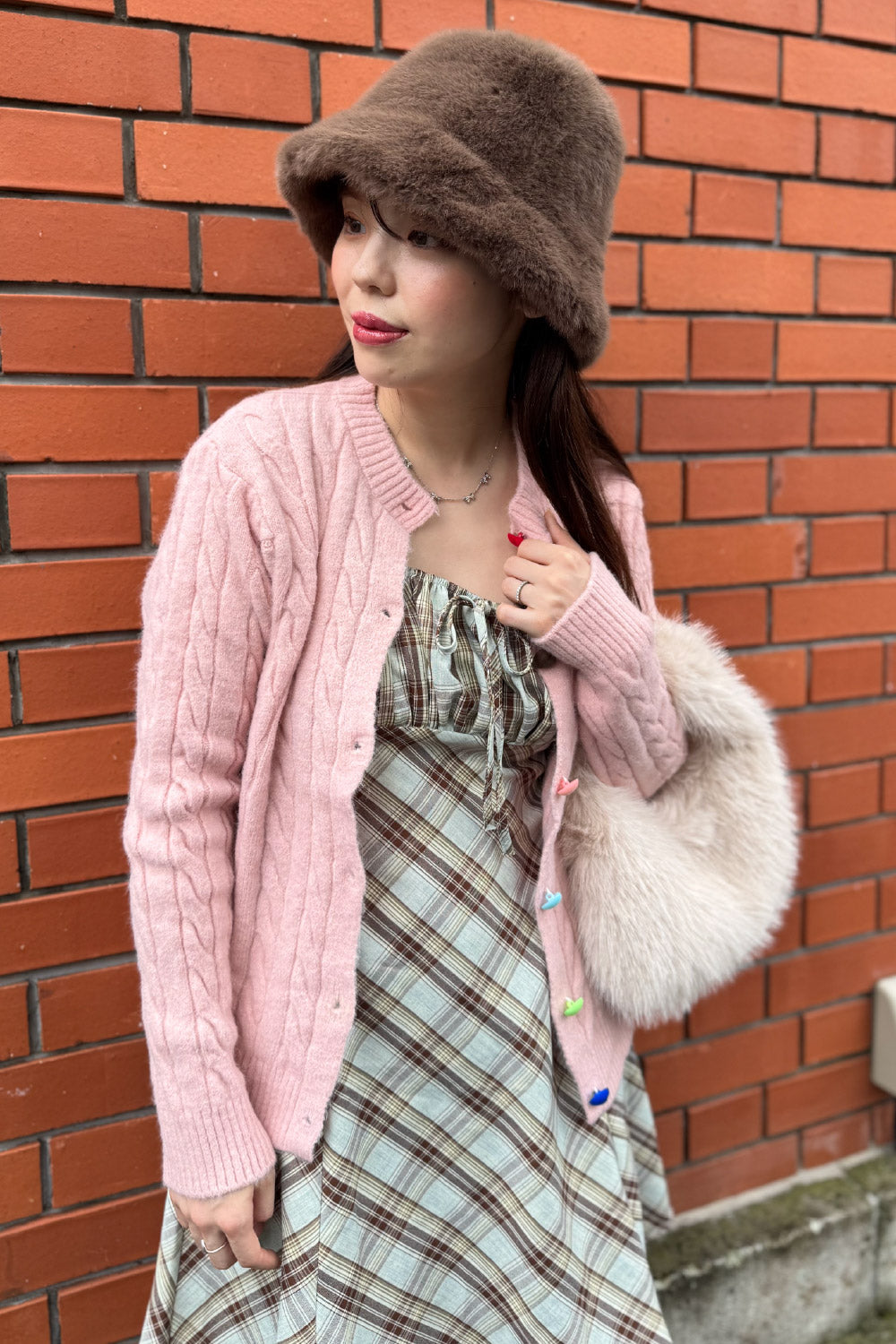 Colorful heart button cardigan