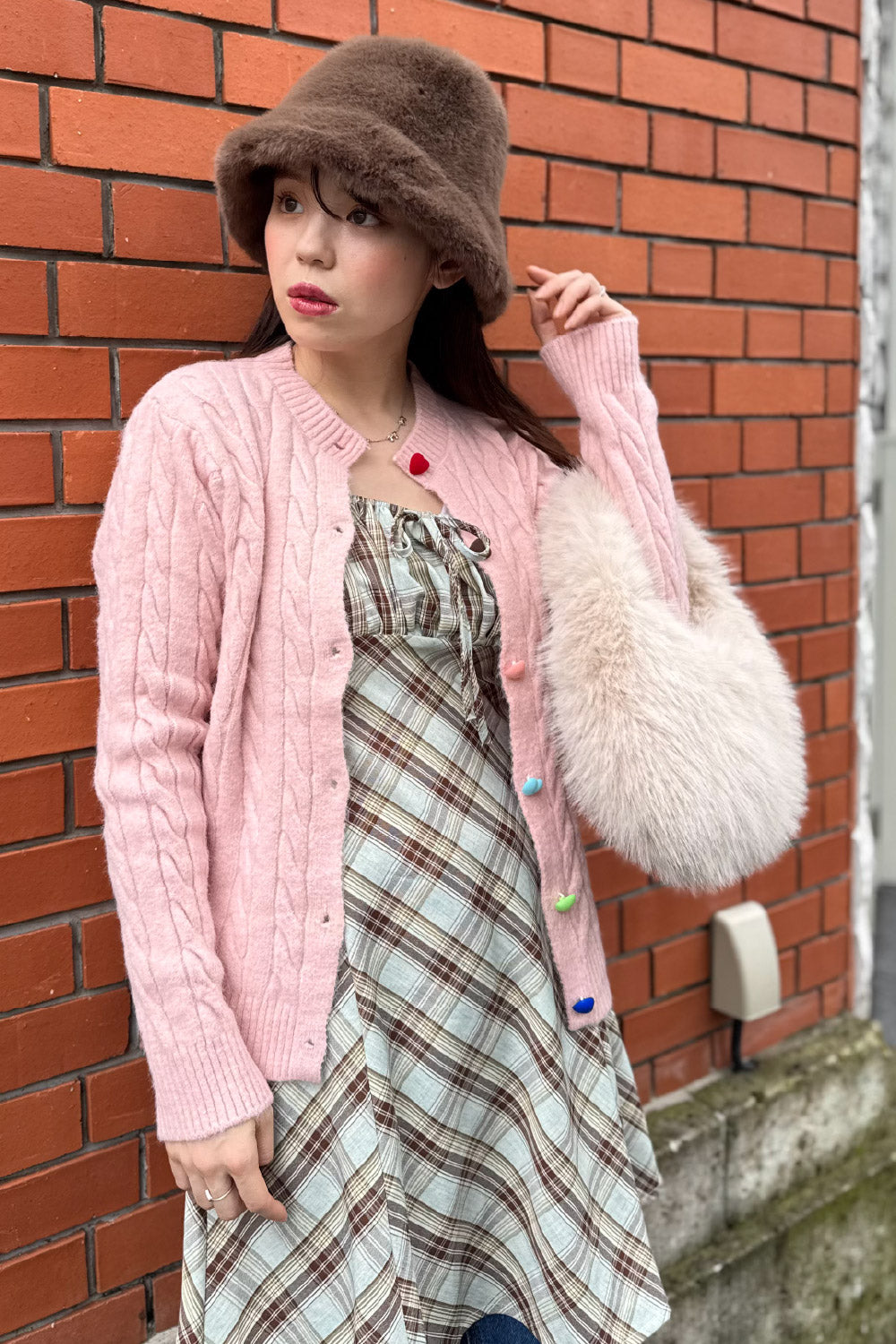 Colorful heart button cardigan