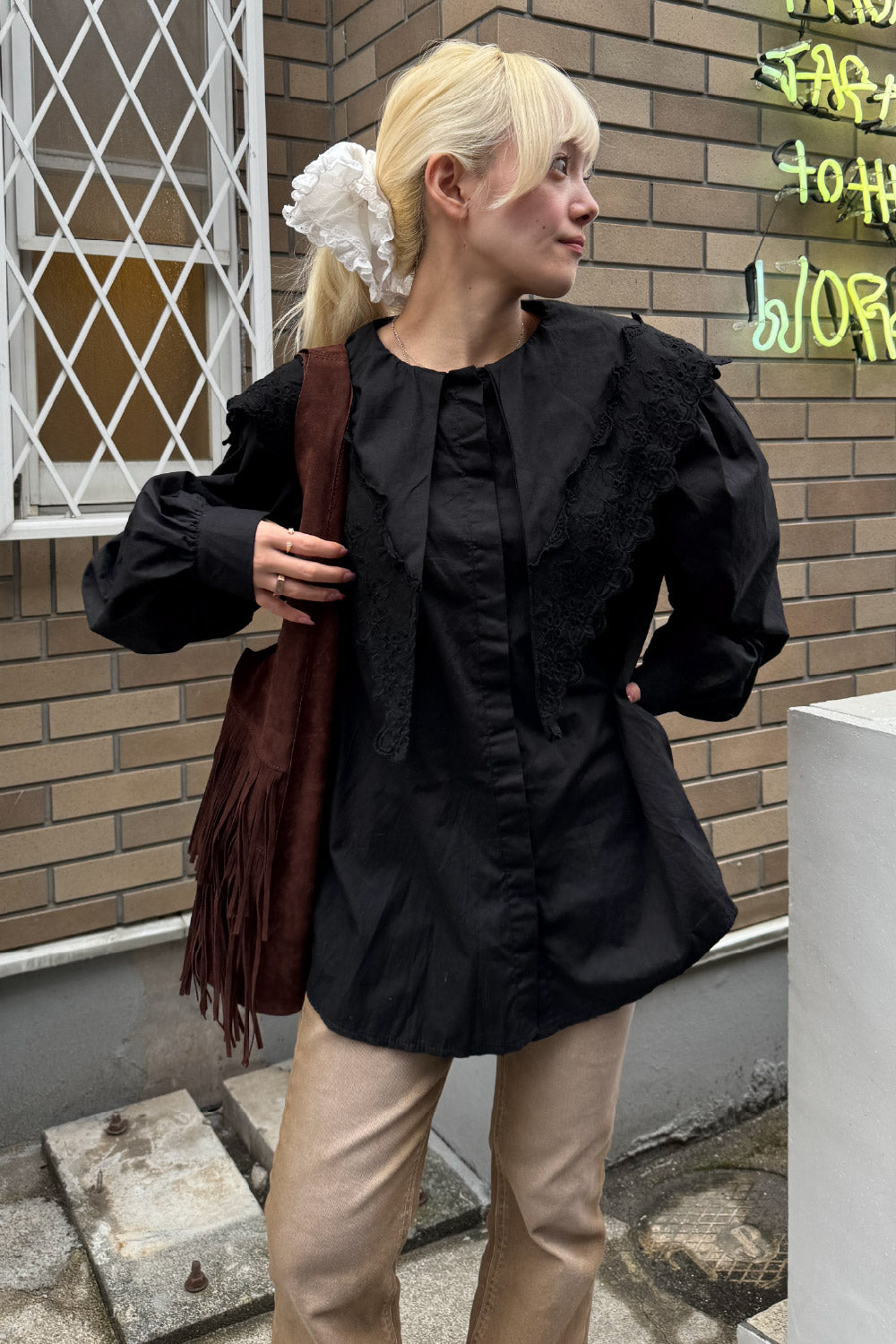 Big collar lace blouse