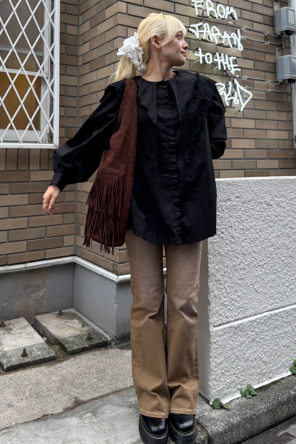 Big collar lace blouse