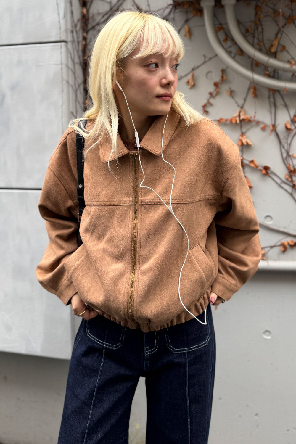 Faux suede blouson