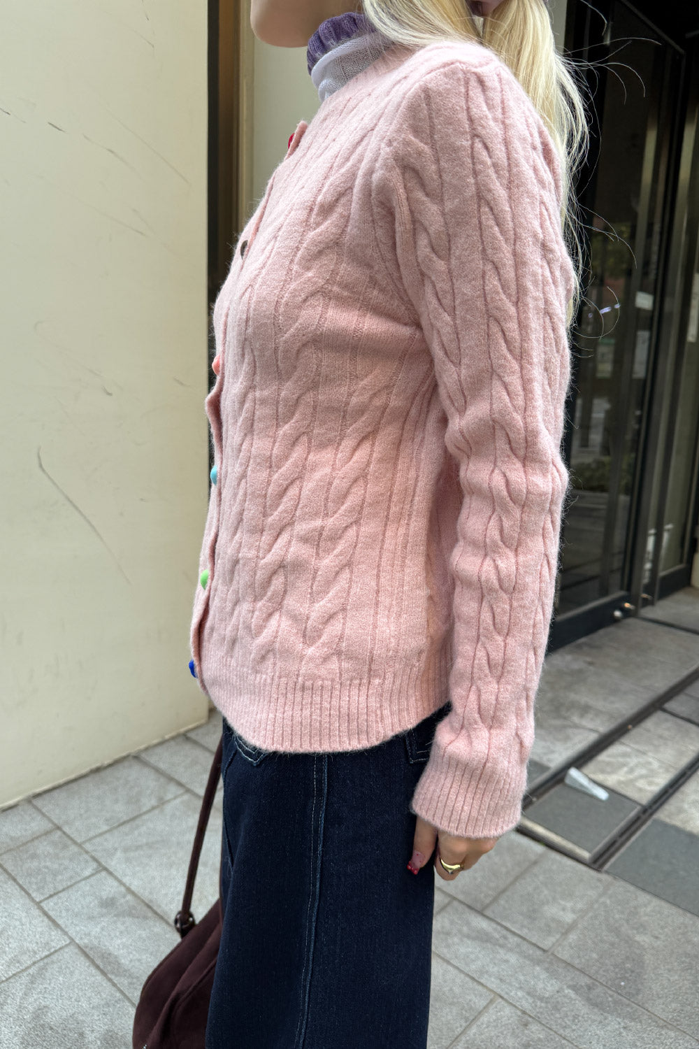 Colorful heart button cardigan