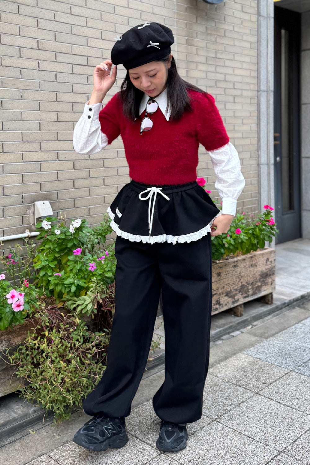 Feather yarn short sleeve knit