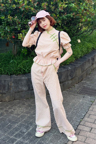 【Set】Savor The Moment Gingam Set / Green