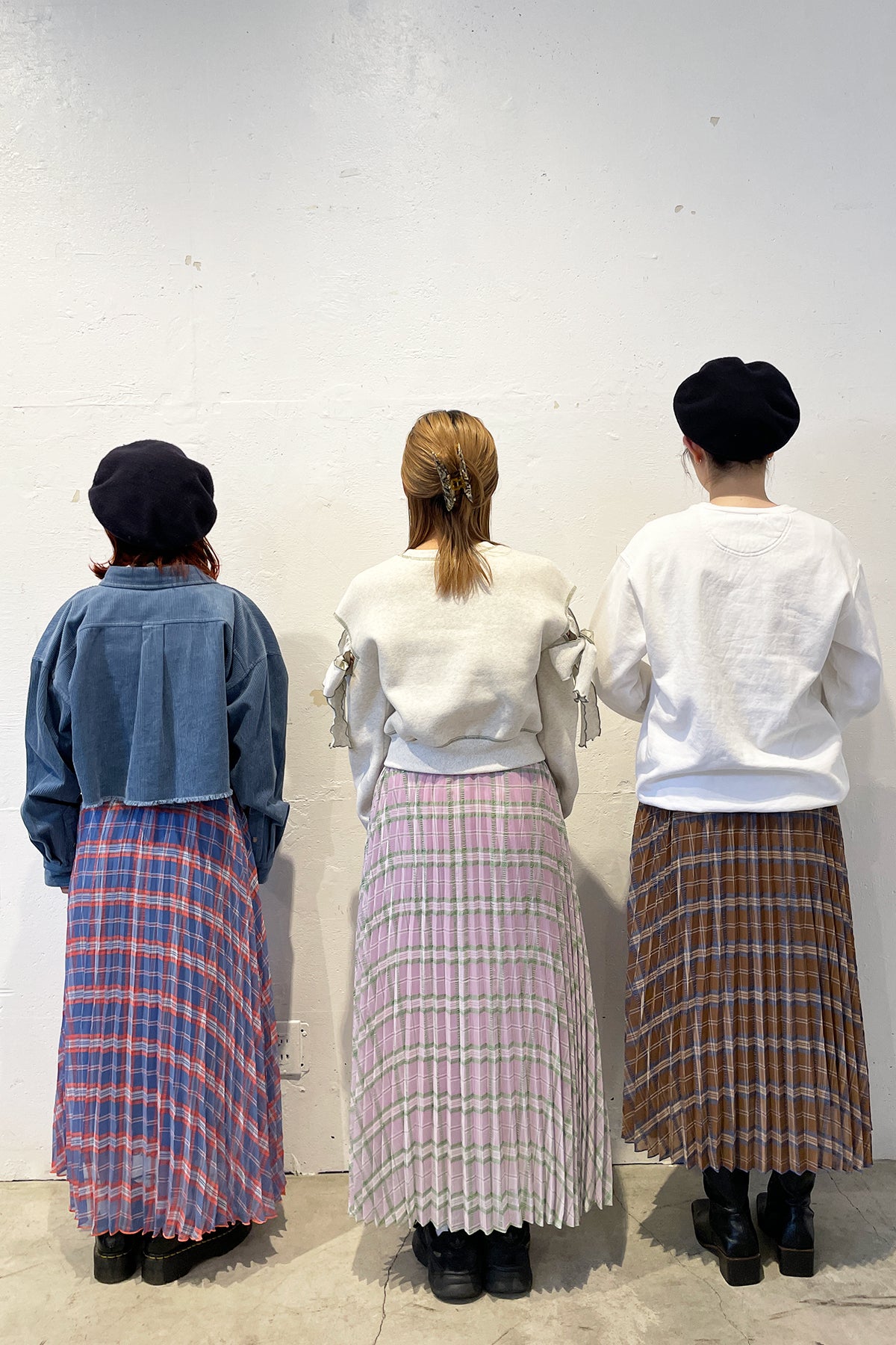 Different Plaid Pleats Skirt / Brown