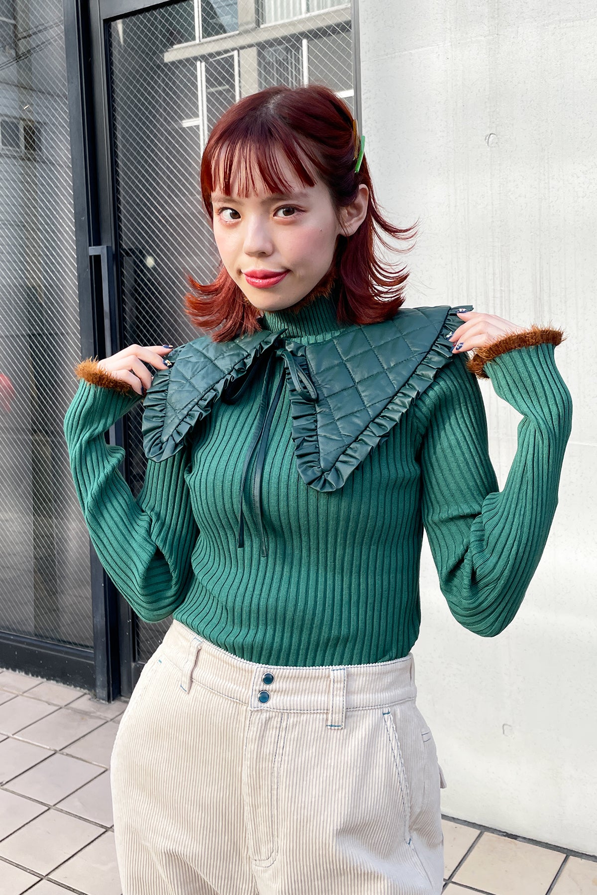 Autumn Leather Kilting Collar / Green