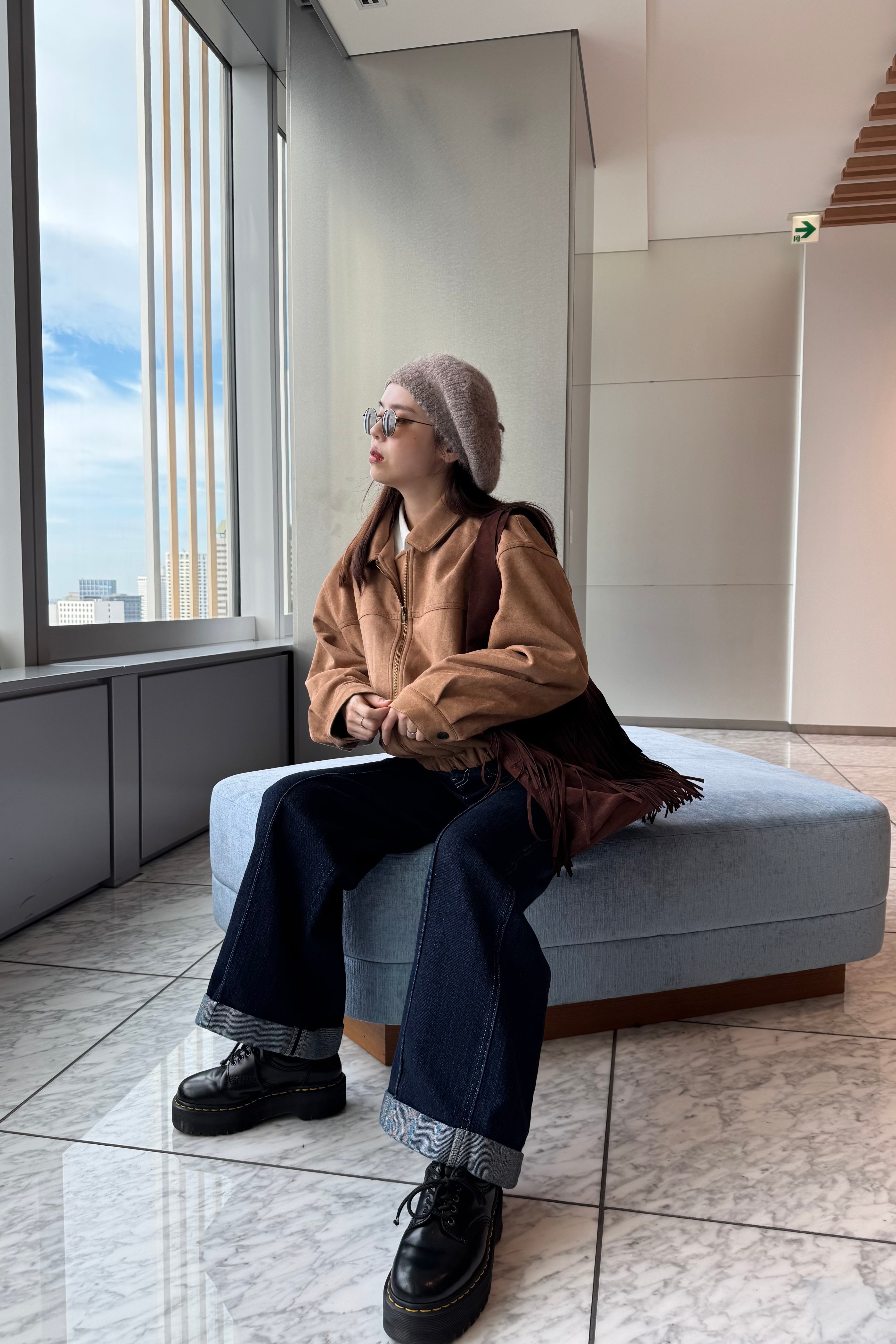 Faux suede blouson