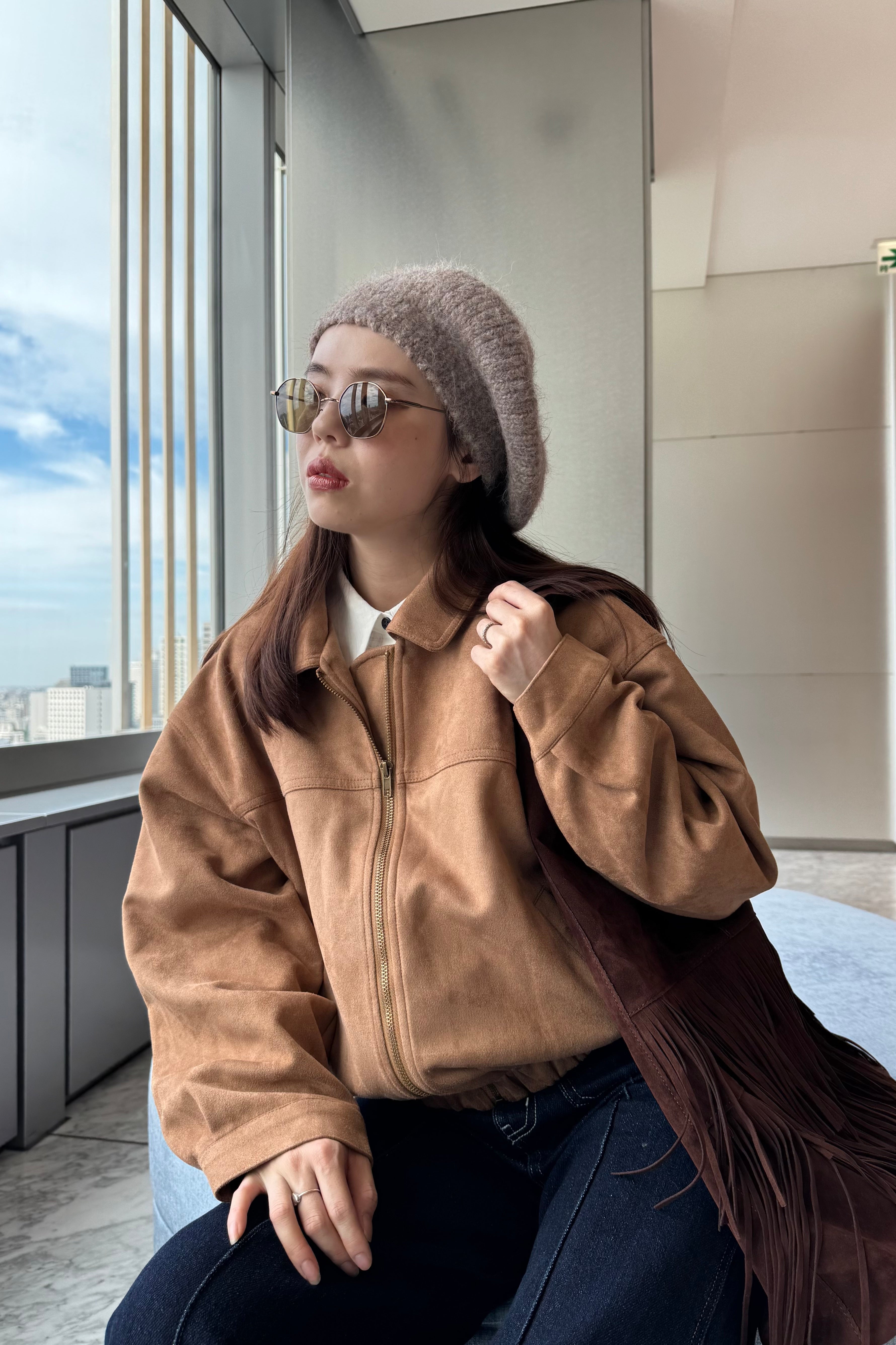 Faux suede blouson