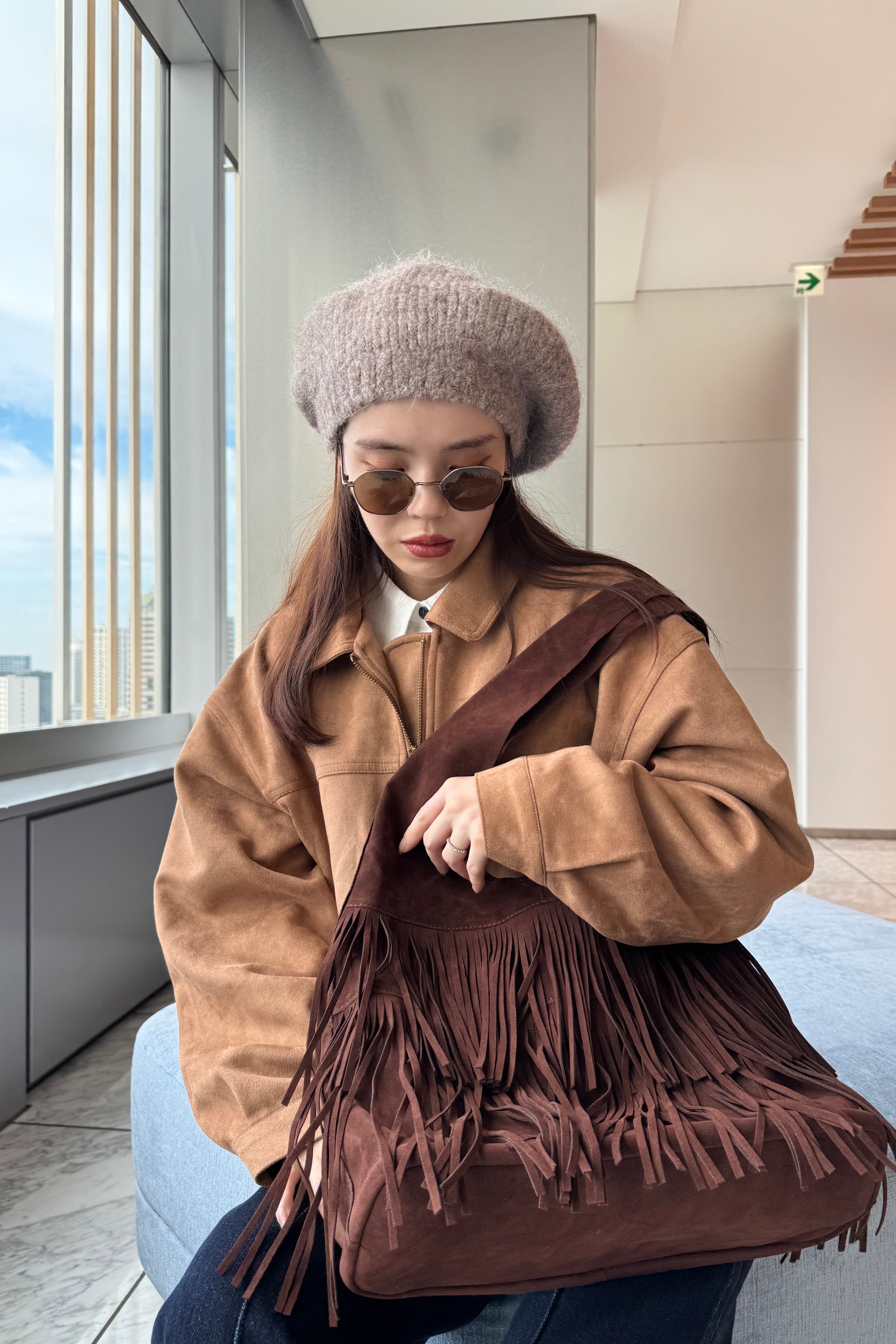 Faux suede blouson