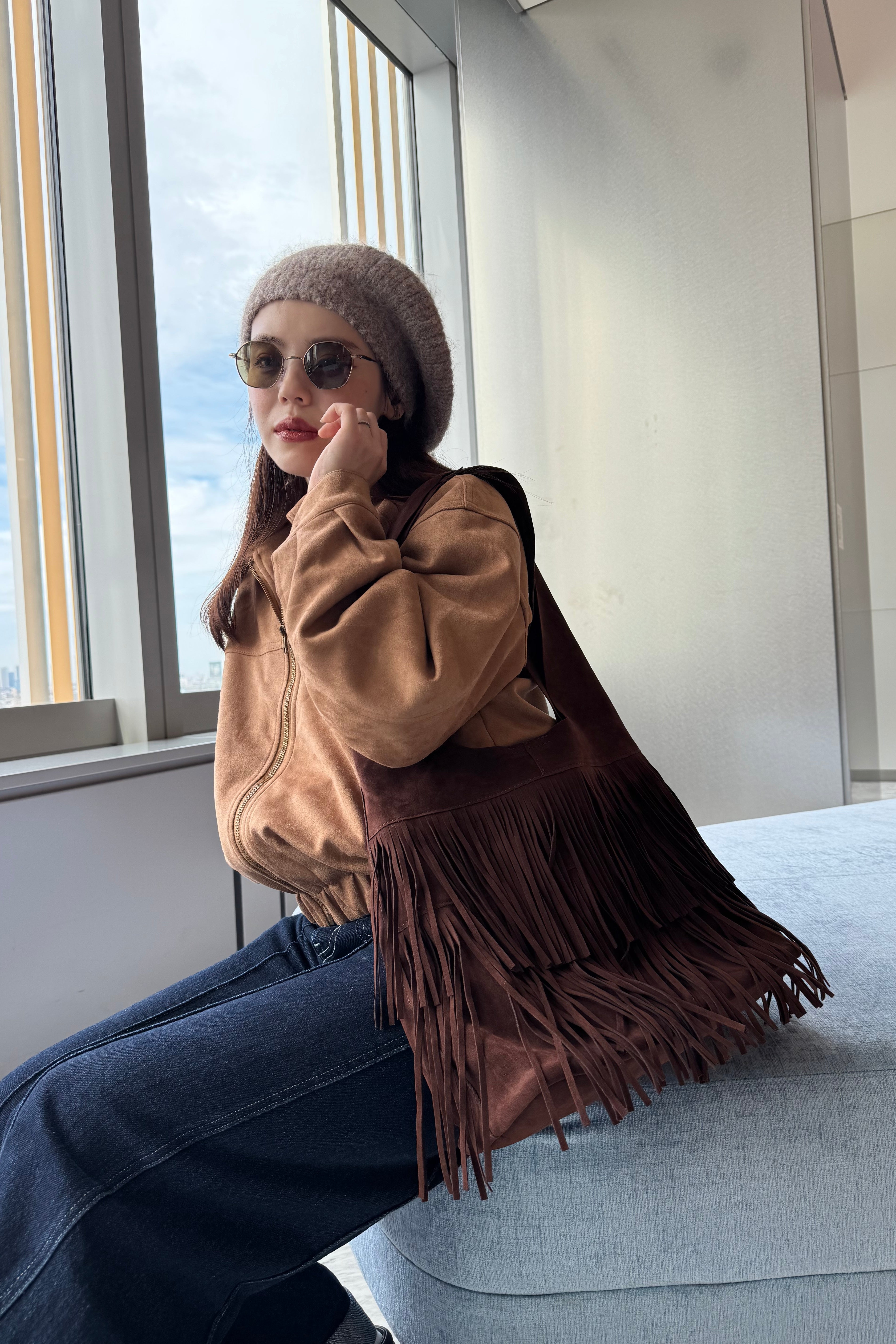 Faux suede blouson