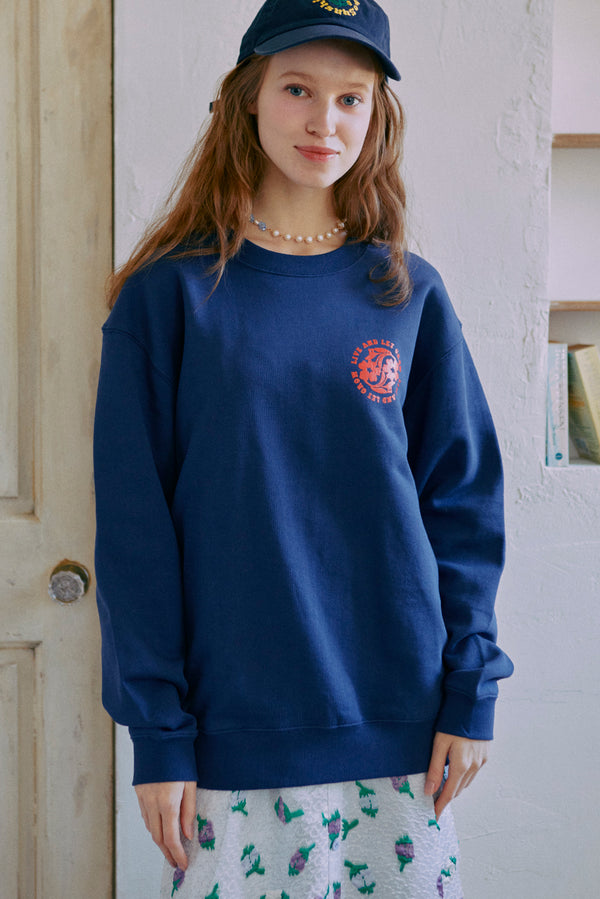"LIVE AND LET GROW" Logo Sweat / Navy