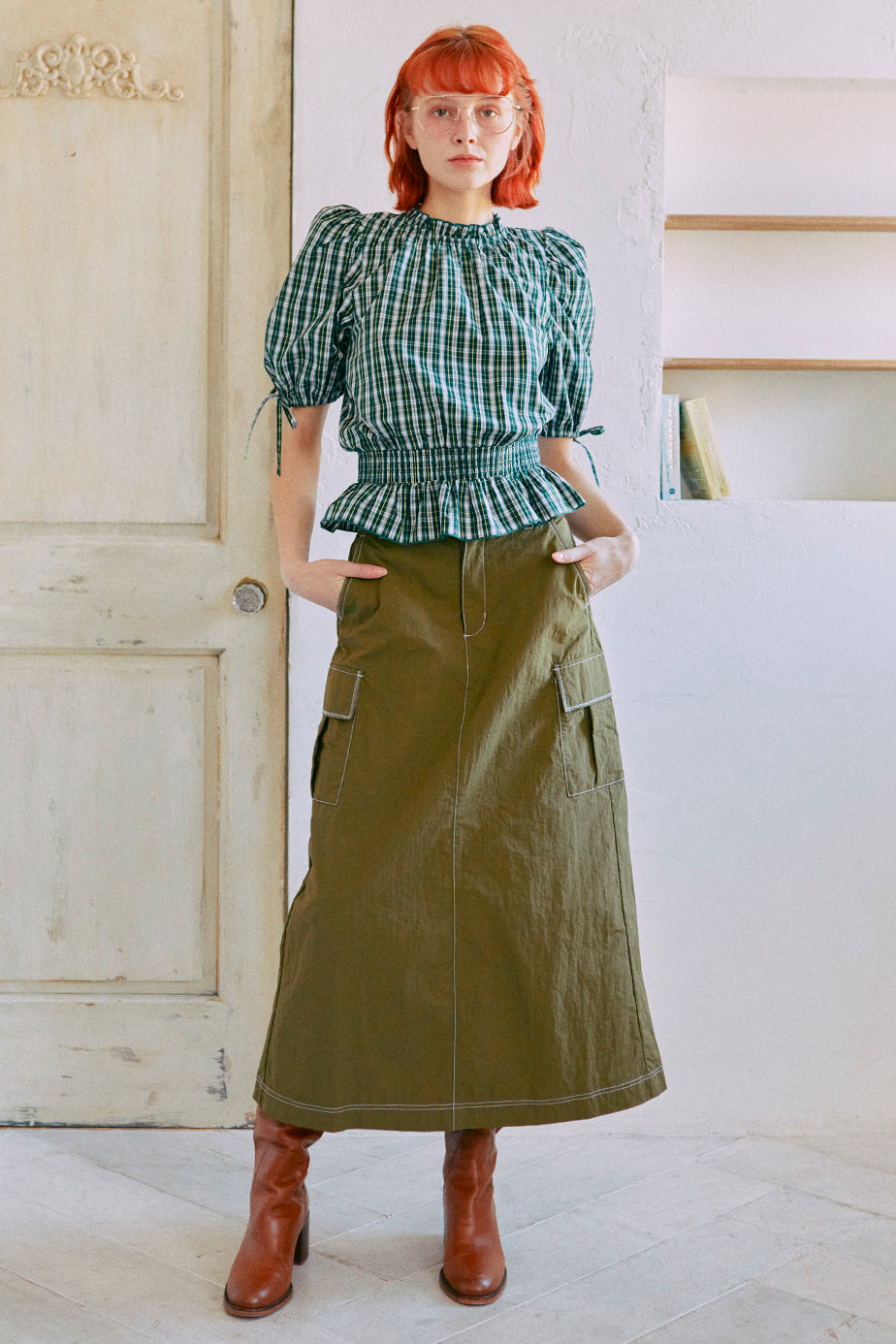 Romantic Nylon Skirt / Khaki