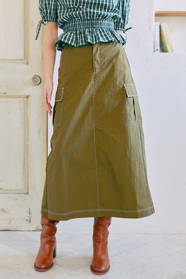 Romantic Nylon Skirt / Khaki