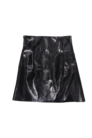 Fake leather mini skirt / Black