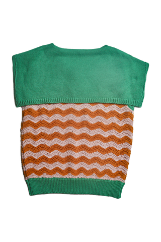 Wiggly Knit Sailor Top / Green