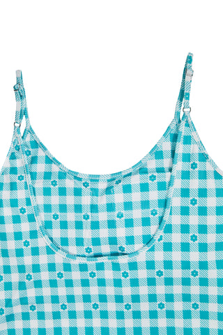 SISTERS Bra Cup Camisole（Gingham Flowers Ver.） / Blue