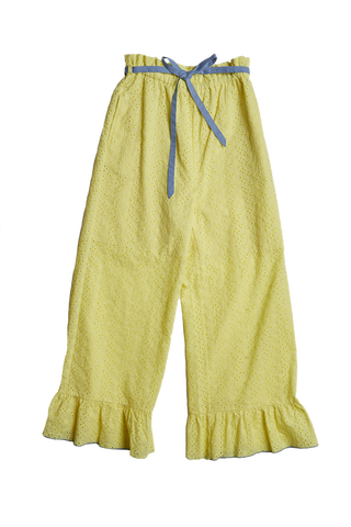 To Be Loved Cotton Lace Pants / Yellow