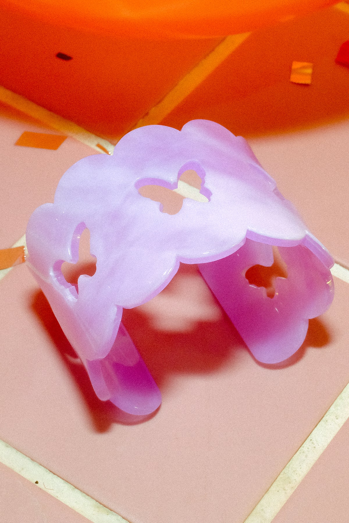 Clear Butterfly Scarap Bangle / Purple