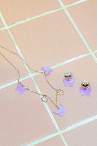 Clear Butterfly Chorker Necklase / Silver