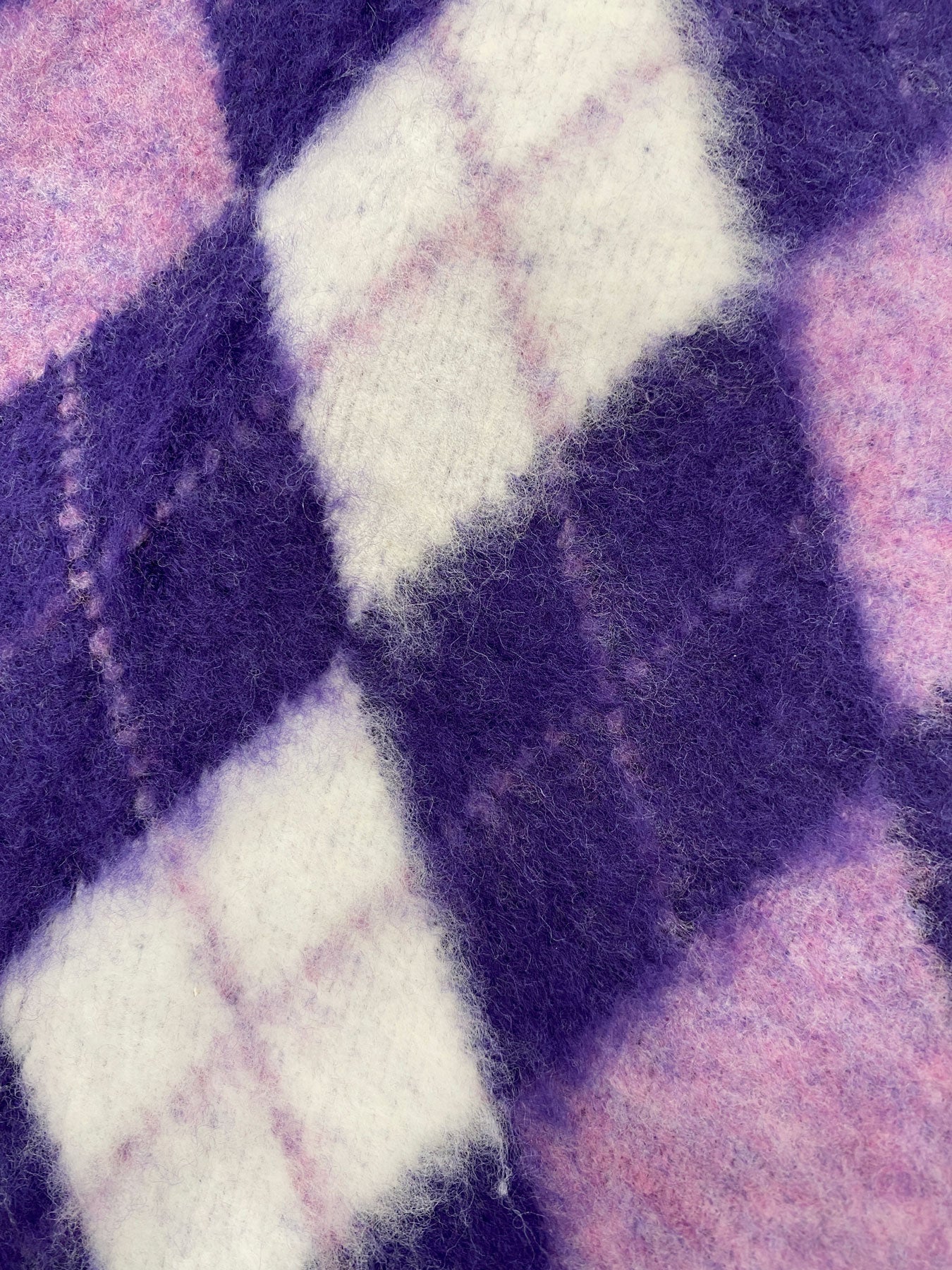Classy Argyle Long Cardigan / Purple