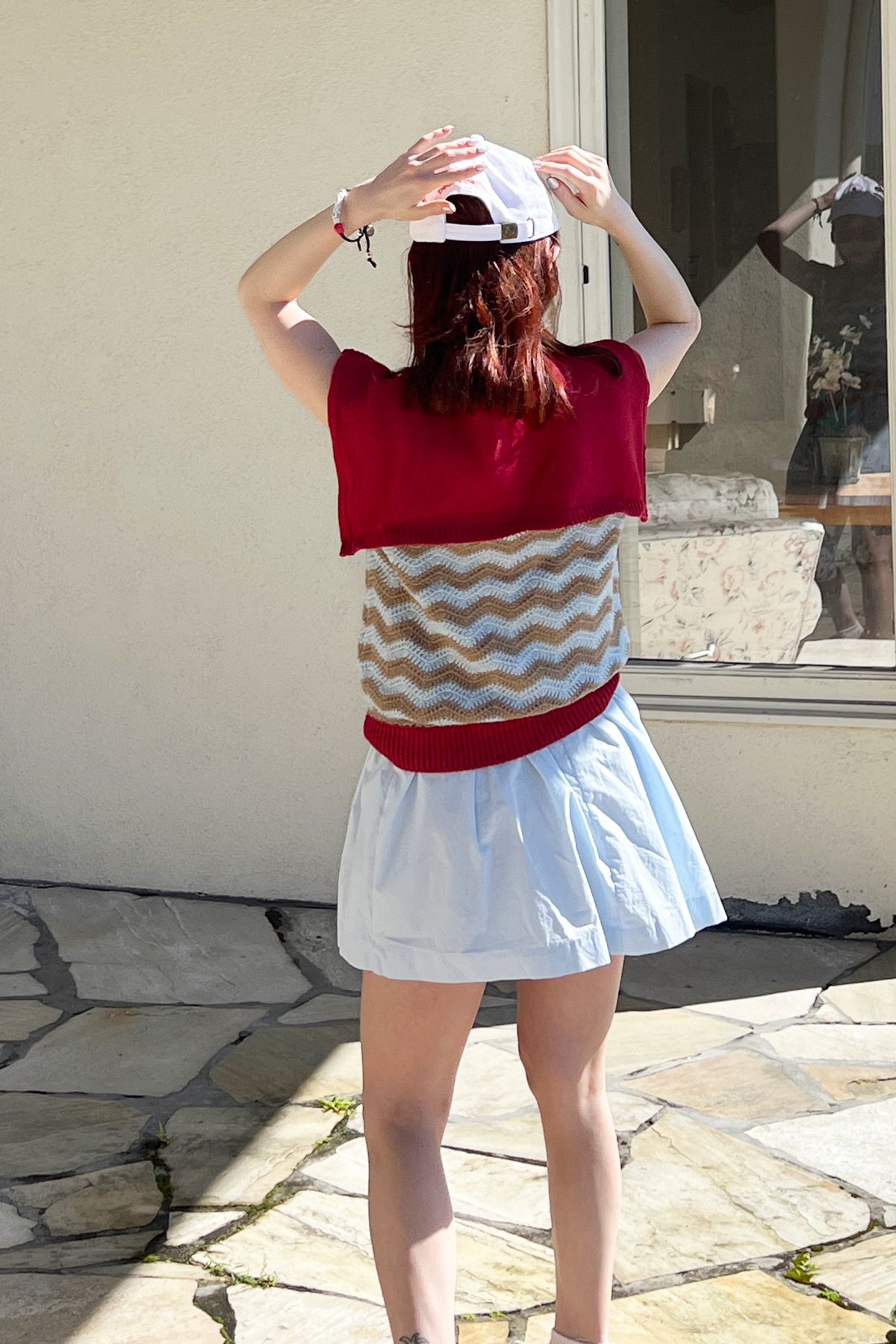 Wiggly Knit Sailor Top / Red