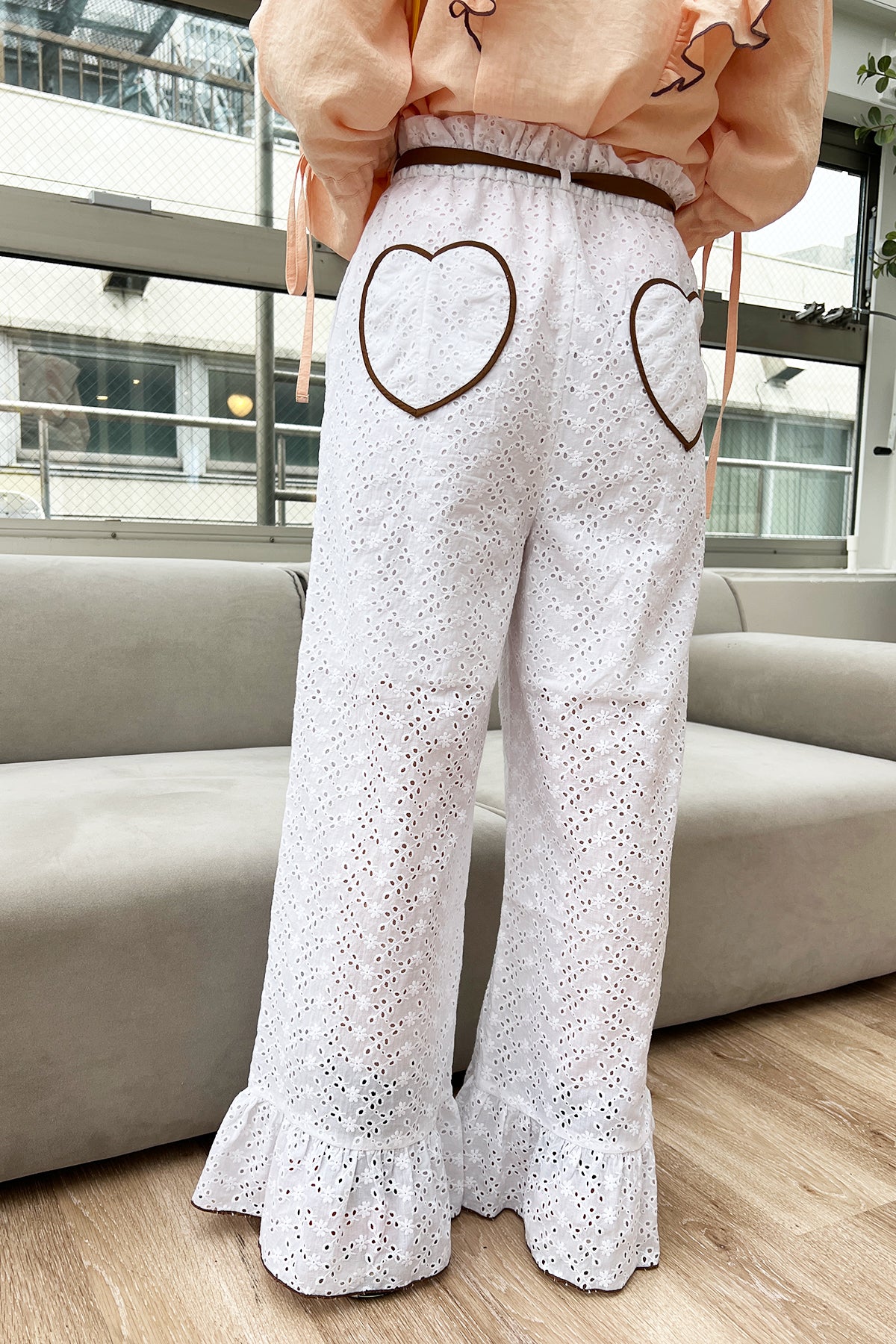 To Be Loved Cotton Lace Pants / White